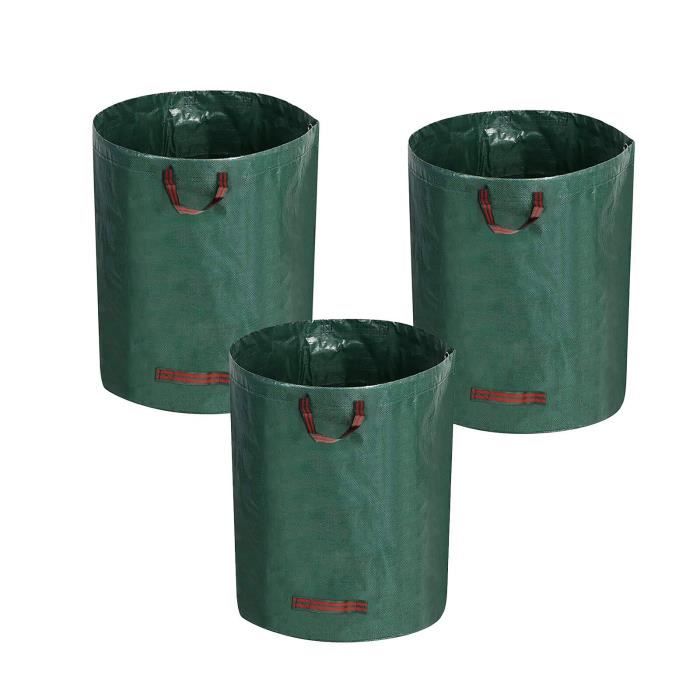 Kit Jardin 3 Sacs 120L 272L 500L + Ramasse-feuilles + Gants - Sacs Réutilisables Pliables Pour Déchets Verts - Entretien Facile