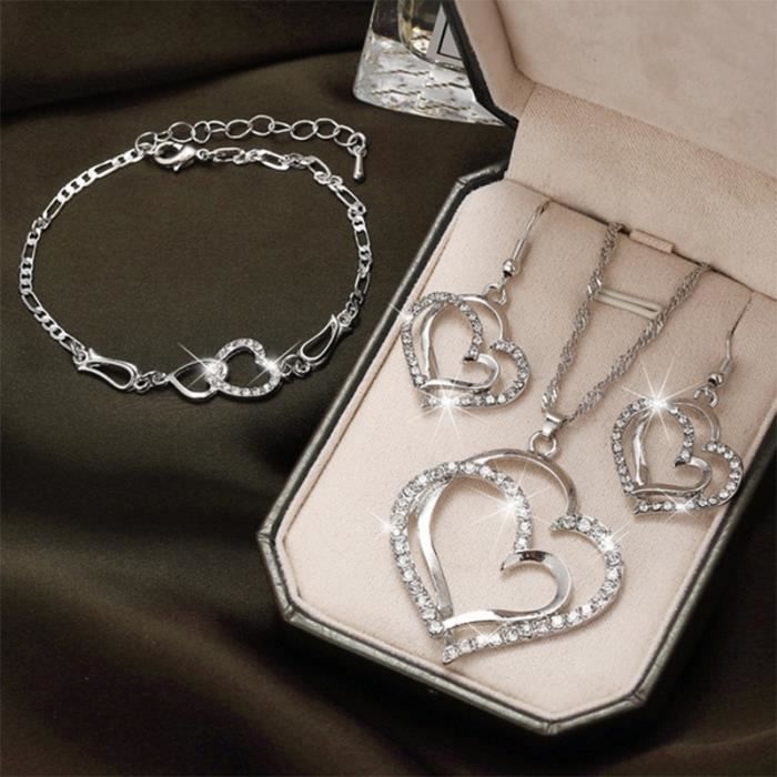 LOT De Bijoux Femme : Montre à Quartz, Bague, Collier, Boucles D'oreilles Et Bracelet