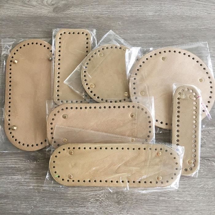 Fonds De Sac Ovale En Cuir PU Pour Crochet - Lot De 4 Couleurs (blanc, Argent, Brun Foncé, Brun), Pré-percés, 22x10 Cm