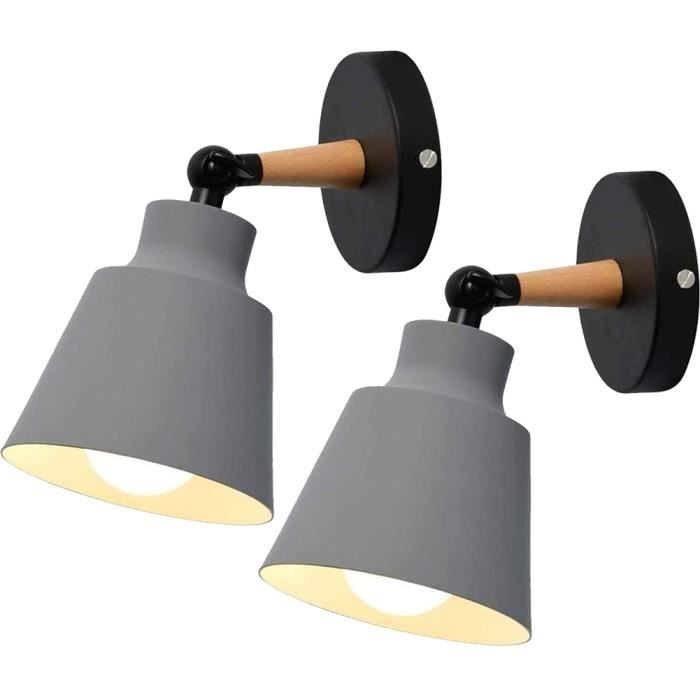 U DO LOT DE 2 Applique Murale Contemporain 12*12cm Lampe de Mur Cage en Fer Forgé Gris pour Couloir Bureau