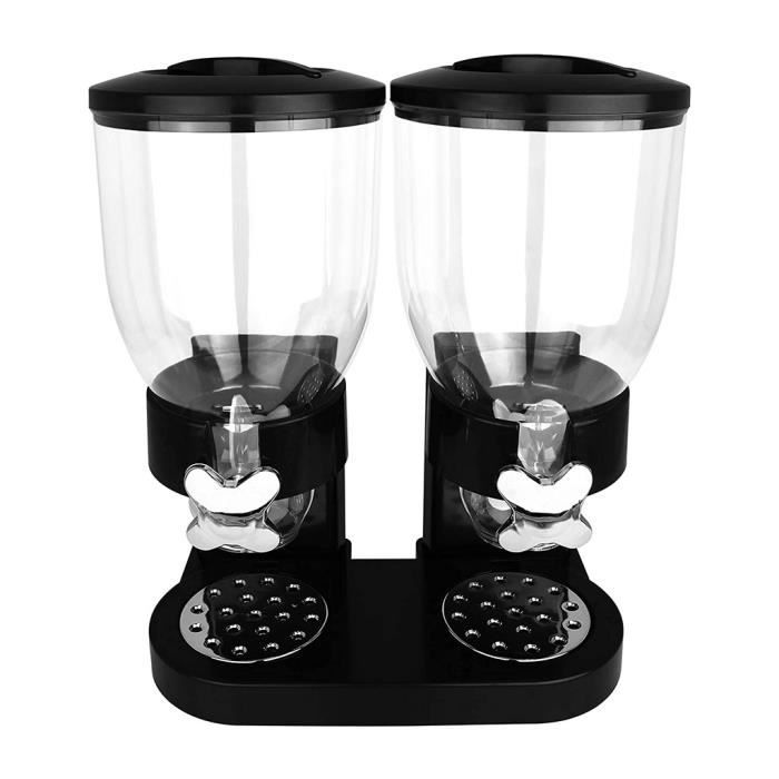 Mikamax Design Distributeur De Céréales 2 X 3L - Double Compartiment Pour Cornflakes, Muesli Et Petit-Déjeuner