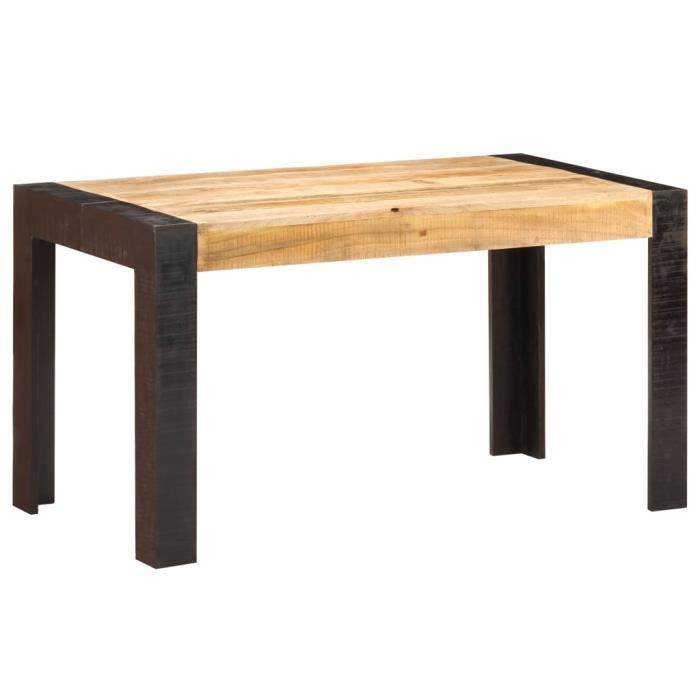 Table de salle à manger 140x70x76 cm Bois de manguier brut de style industriel - TABLE A MANGER SEULE