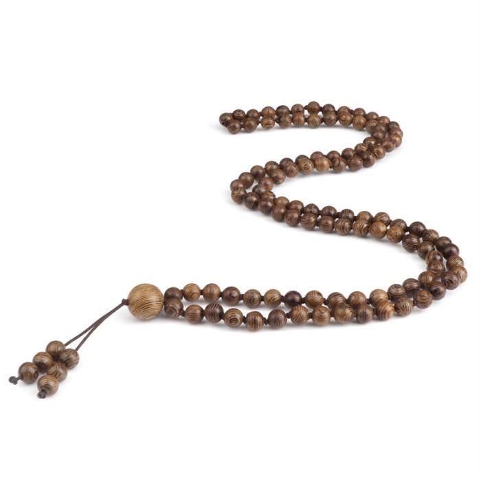 Tasbih Electronique Collier Mala Bouddhiste 108 Perles Bois De Santal - 80cm Pour Méditation Et Prière Mala Tibetain 108 Perles