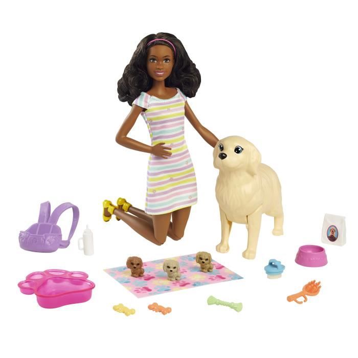 Ensemble de jeu pour bébé Barbie avec poupée brune, 2 poupées pour  nourrissons, Table d'examen