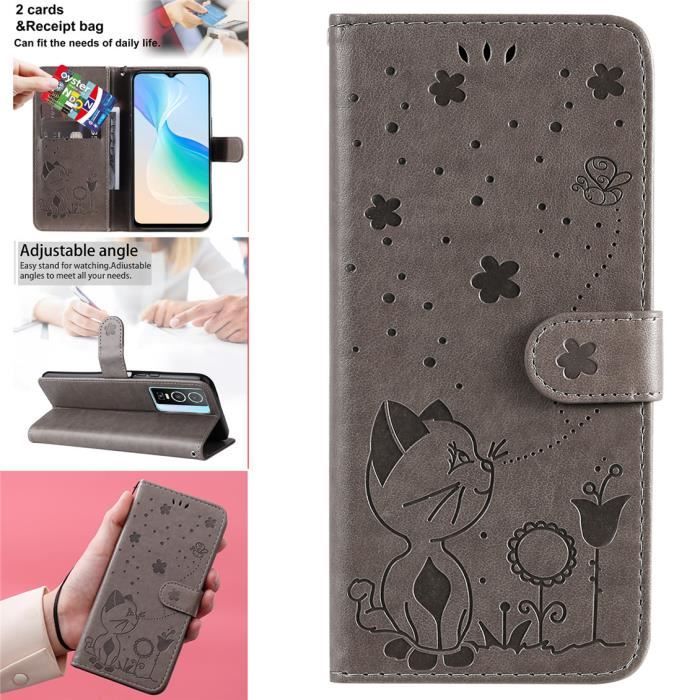 Housse Portefeuille En Cuir Synthétique Pour Vivo Y76 5G - Noir - 6 Emplacements Cartes