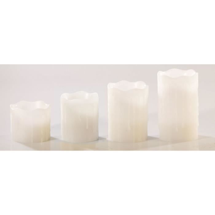Bougies Piliers En Cire Lot De 4 - 15x7 Cm, Blanc Crème, 55h De Brûlage, Pour Couronne Avent - 4