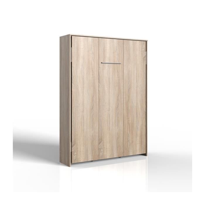 Lit escamotable vertical 140x200 - L152 cm - 152 cm X 43 cm X 213 cm - CaliCosy Chêne