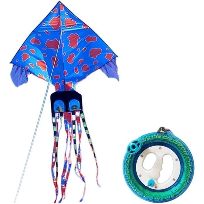 Cerf-volant Poulpe Violet – Mollusque Coloré, Longue Queue, Ligne 50 M – Jouet De Plage Pour Enfants Et Adultes Débutants