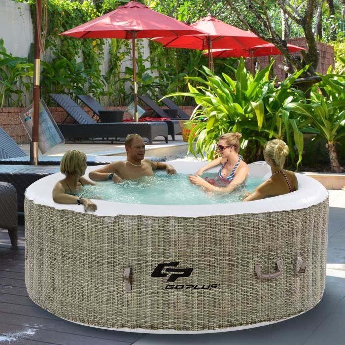 Poids Jacuzzi Gonflable Costway Jacuzzi Gonflable 180 X 180 X 65 Cm Spa Rond 4 Places