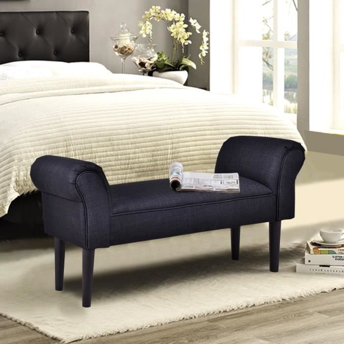 Costway Banc Bout De Lit Banc Banquette Capitonnee En Mdf Avec Accoudoirs Courbes Design Contemporain 102 X 31 X 51 Cm Noir Achat Vente Banquette Cdiscount