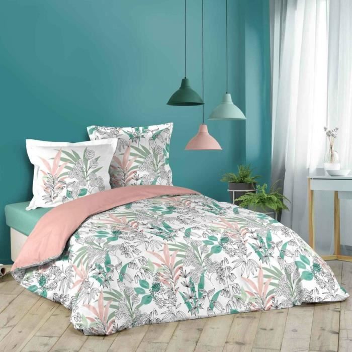 Housse de Couette - Noname - 220x240 cm - Noir Fleurs - Microfibre - 2 Taies d'oreiller 65x65 - Maison