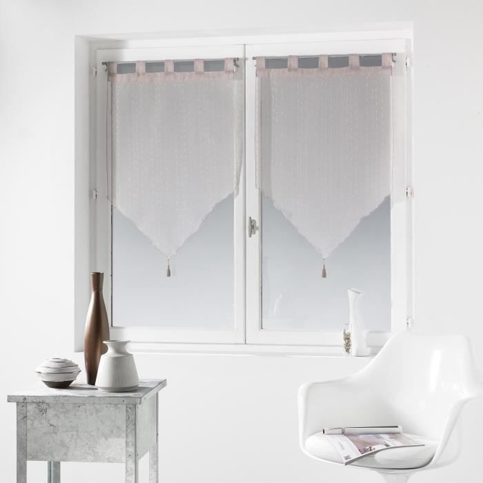 Paire Voilages à Passants Linahe Blanc 160x60 Cm – Voile Sablé Fils Chenille Doux Et Lumineux