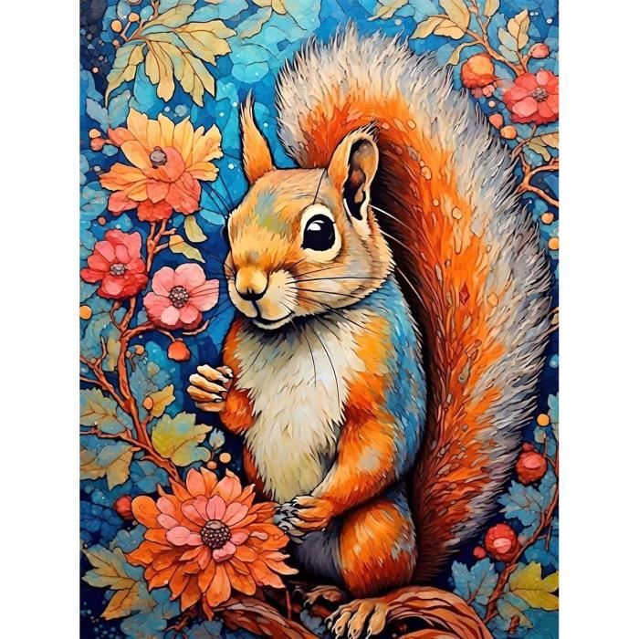 DIY Peinture Diamant 5D Kit Complet Adulte/Enfant Écureuil Aime Les Noix 35x35cm Strass Diamond Painting Grande Broderie Point De Croix Toile Diamant Art Peinture Maison Salon Chambre Décoration