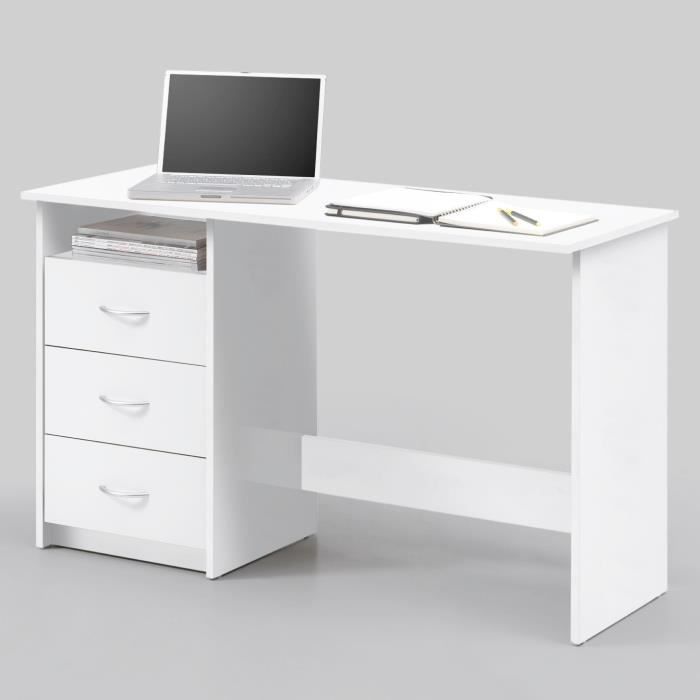 bureau - emob - adriano - 3 tiroirs - blanc - contemporain - design