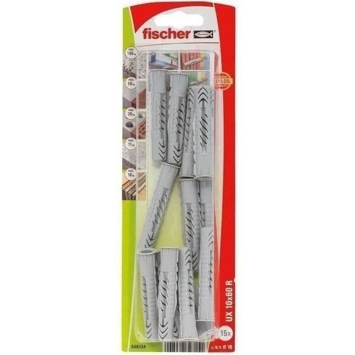 FISCHER - Cheville multimat ux 10x60 r blister de 15