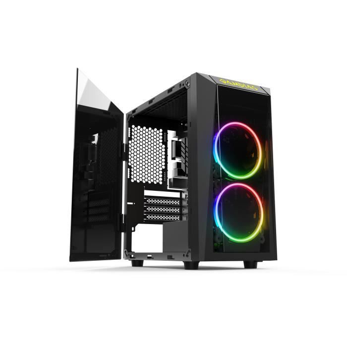 Boîtier PC Mini Tour Micro ATX avec panneau vitré Gamdias Talos E1 RGB - noir - TU