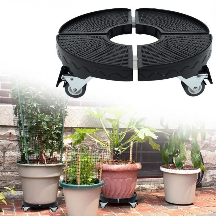 HENGMEI Porte Plante a roulettes Noir Ø39-52 cm réglable Support Plante plateau extérieur intérieur plante meubles charger 300 kg