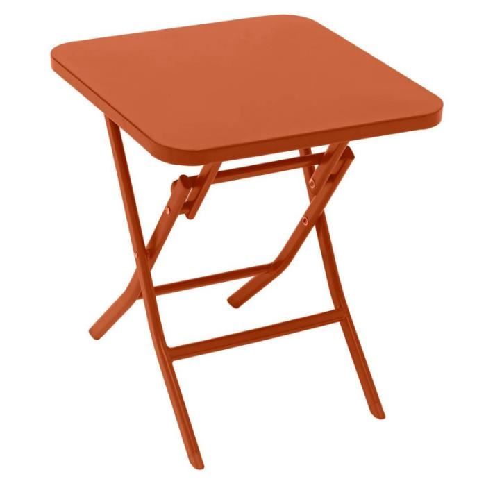 table d'appoint carré pliante en acier - hespéride - gamme greensboro - orange