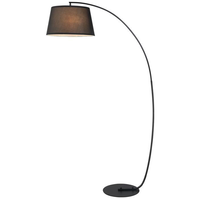 Lampadaire à arc - HOMCOM - salon lampe courbée arceau moderne métal éclairage design - métal lin - noir