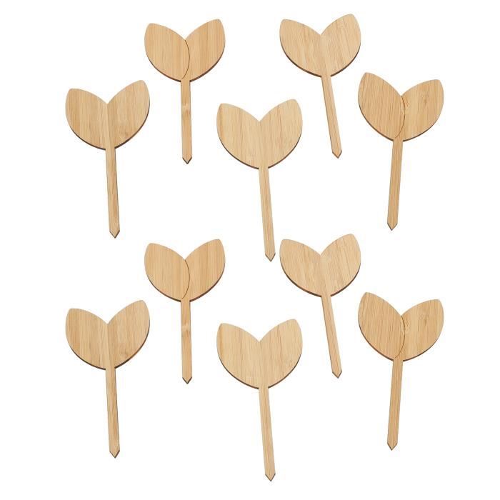 étiquettes Bambou Deolven Étiquettes Plantes Bambou - Lot 30 Marqueurs Jardin 10x6cm - Forme En T Marqueur Jardin Naturel