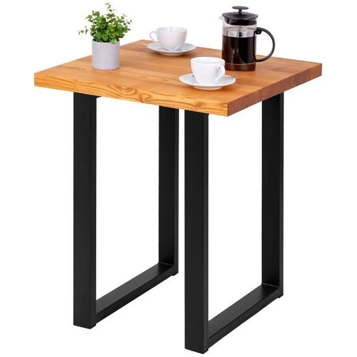 lamo manufaktur table haute de cuisine - mange debout - table de bar - 60x60x76 cm - noir - modèle loft - frêne foncé