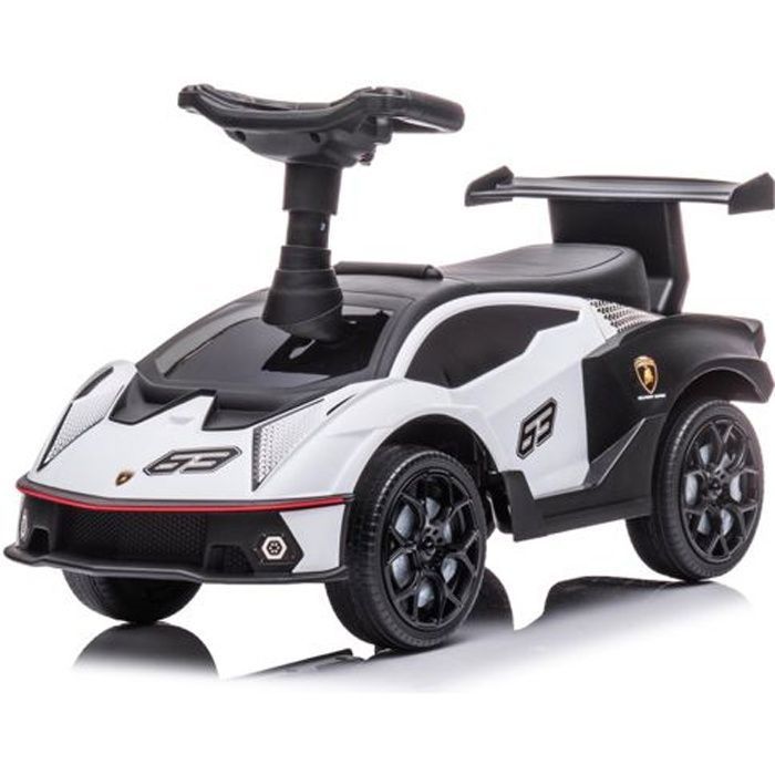 Porteur Enfant Lamborghini Blanc - Voiture à Pousser avec Compartiment et Klaxon