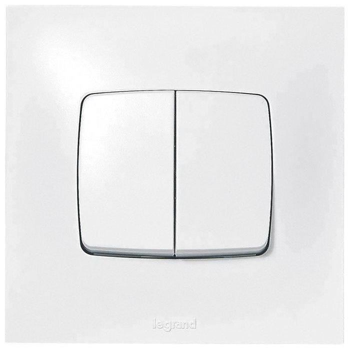 Interrupteur double va et vient Neptune - Legrand - 10 A - Blanc - Plastique
