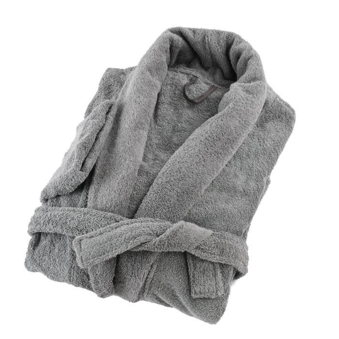 LINANDELLE - Peignoir coton éponge col chale PREMIUM - Gris souris - Adulte  Homme - 7XL - Cdiscount Maison