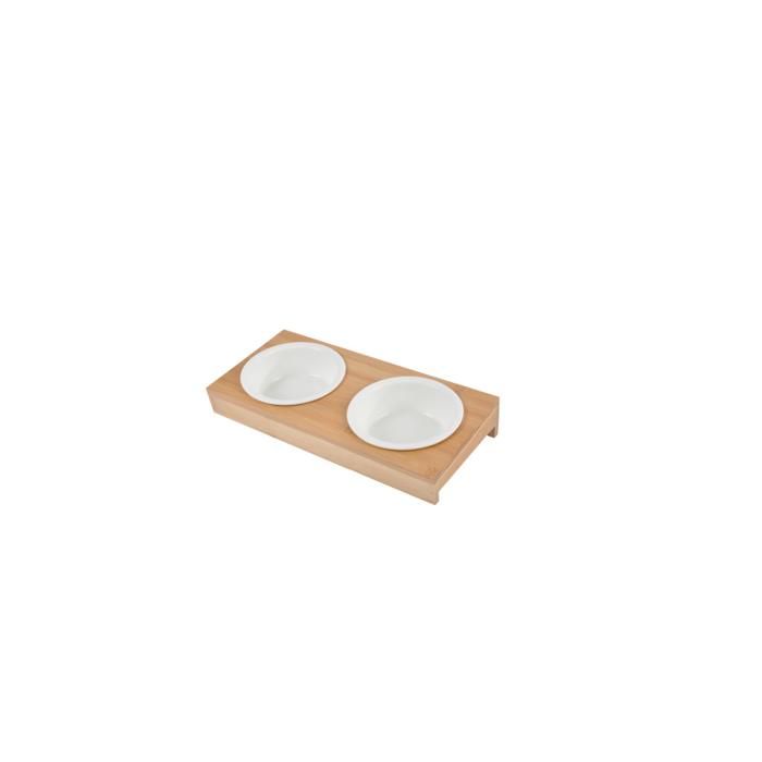 Comparer les prix de Lot de 2 Gamelles Chien & Chat Bambou 29cm Blanc