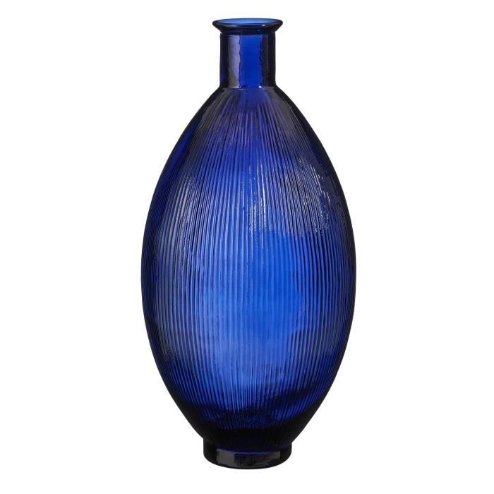 Vase bouteille bleu et doré, 9 x 4,5'' - Décors Véronneau