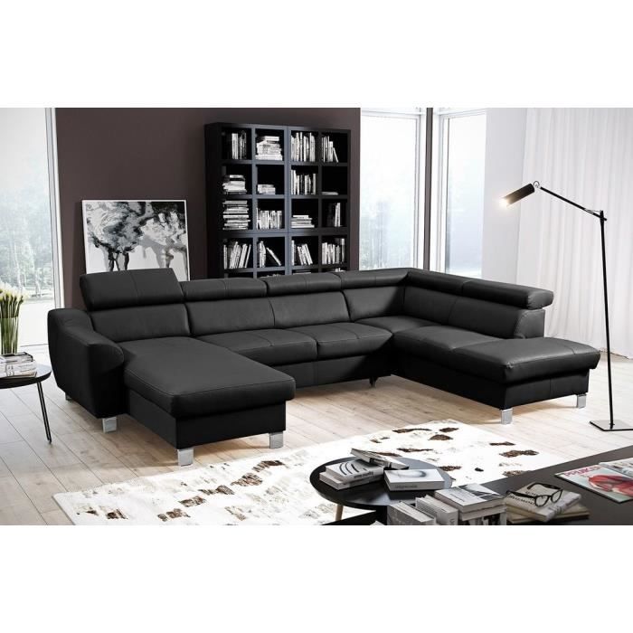 ASTON - Canapé panoramique dangle convertible en cuir italien de