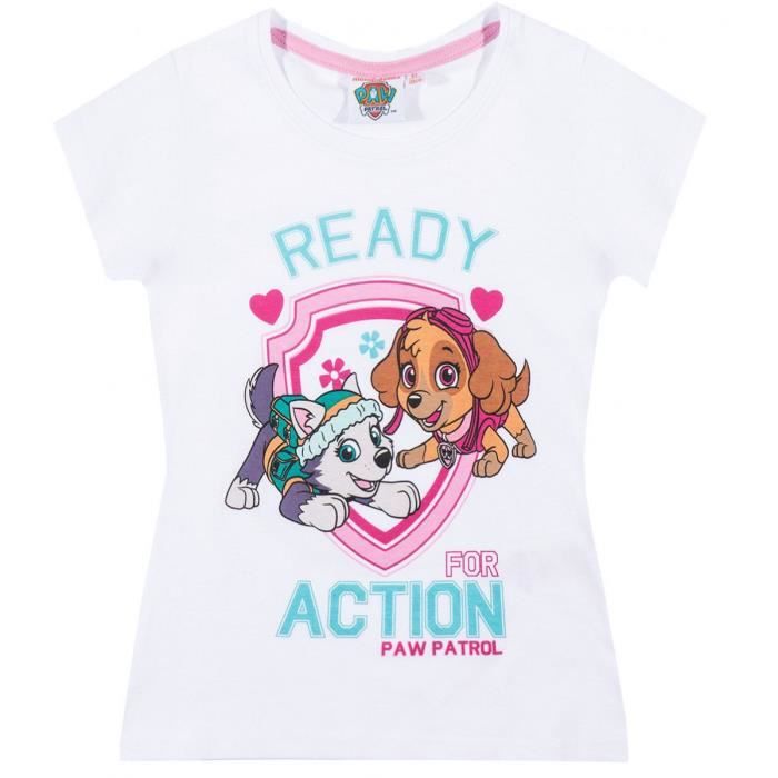 La Pat Patrouille T-Shirt Manches Courtes Enfant Fille Rose de 3 /à 8ans