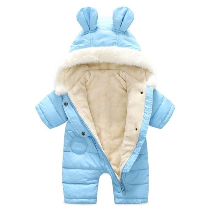 B/éb/é Combinaison de Neige Hiver Barboteuse /à Capuche Doudoune Manteaux Tenues Grenouill/ère /à Manches Longues Rouge 6-9 Mois