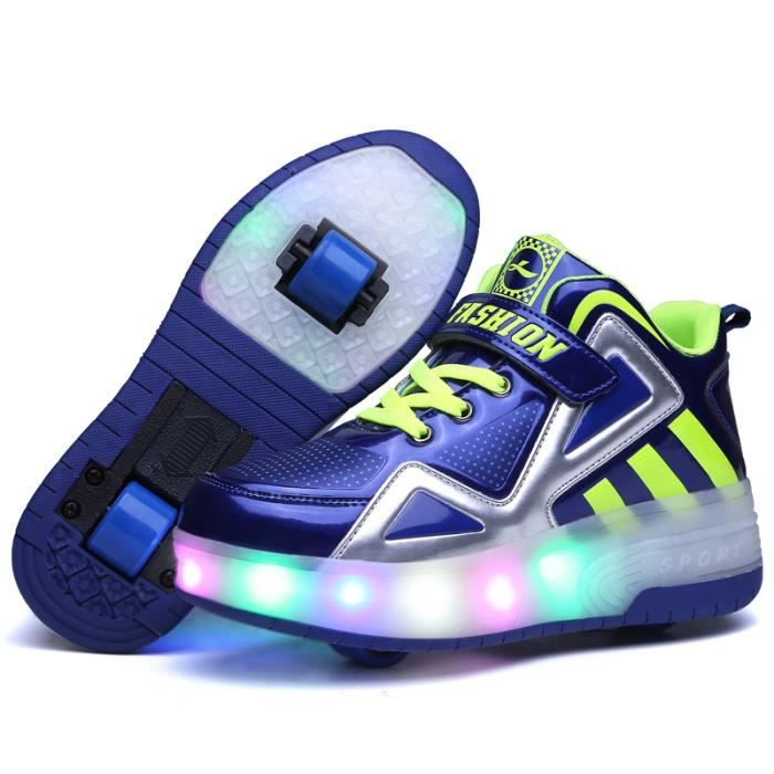 Super kids Enfants LED Chaussures avec roulettes LED Lumières Clignotante Patins à roulettes Fille Garçon Chaussures de Skateboard Outdoor Gymnastique Mode Baskets avec Roues et USB Rechargeable