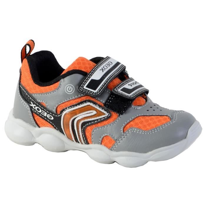 Baskets Geox Enfant Garcons J Munfrey B. C Gris Orange Scratch Synthetique Grey orange Cdiscount Chaussures