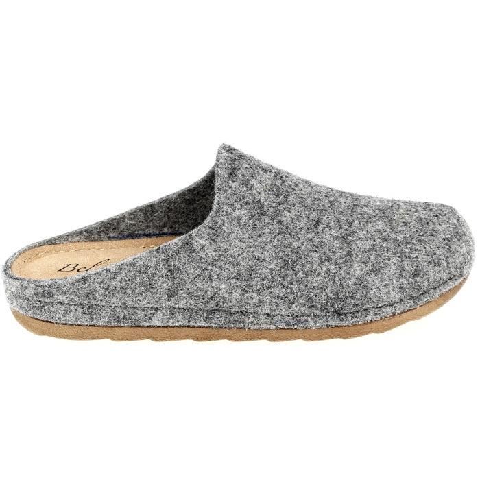 Sabot pantoufle femme en laine BELYM Gris Confortable et