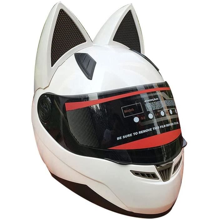Casque D Oreille De Chat Casques De Moto Hommes Femmes Casque De Route De Moto Integral Casque De Chat Avec Oreilles Approuve E Cdiscount Auto