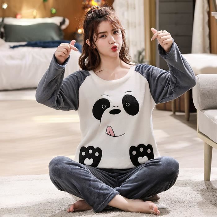 Pyjama flanelle femme Ensemble chaud d hiver pour F63CBn 9101 woman Cdiscount Pret a Porter