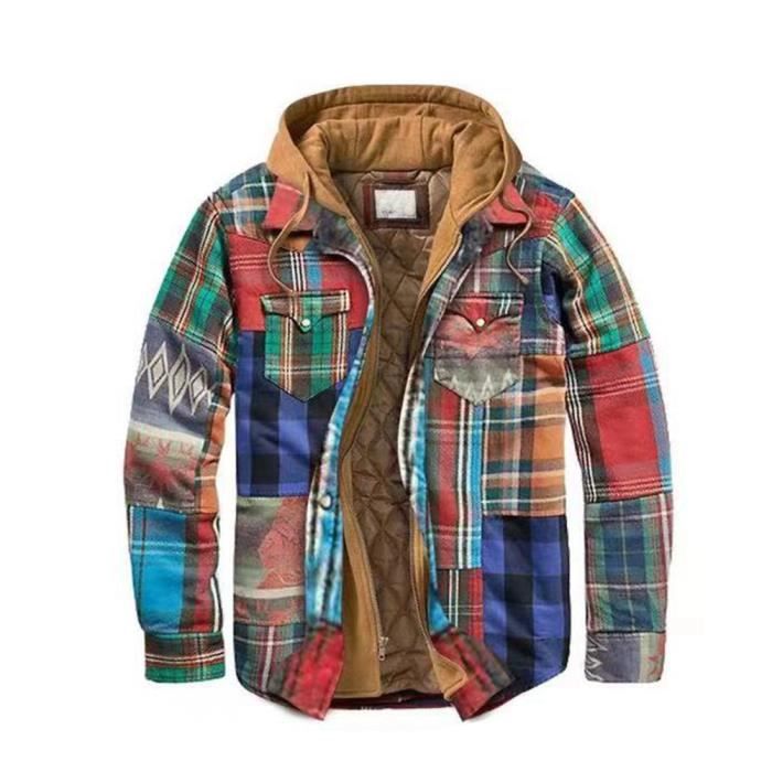 Veste En Flanelle à Carreaux Avec Doublure Épaisse Pour Homme - Chemise Bûcheron Chaud Hiver Avec Poche Poitrine