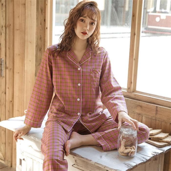 PYJAMA Femme - hiver Ensemble Pyjama treillis Classique mode Homewear -  rose GO™ Rose - Cdiscount Prêt-à-Porter