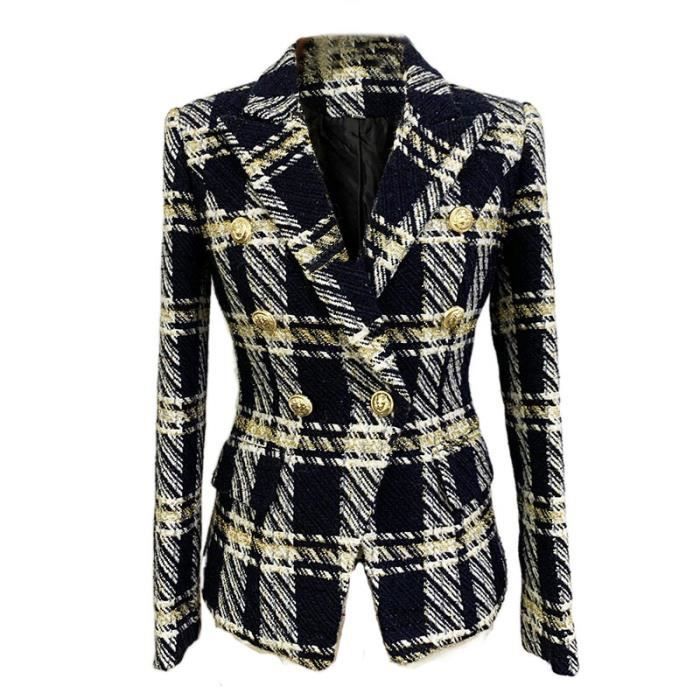Blazer à carreaux blancs et noirs pour femme • Mon blazer