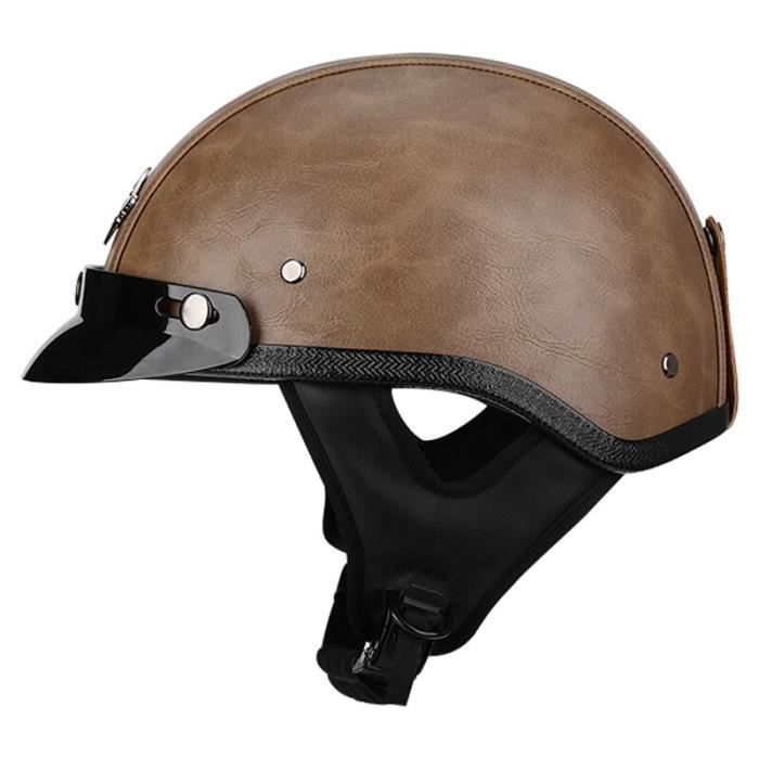 Bluetooth Cuir Moto Casque Jet Bol Vintage ECE Homologué Casque Moto Jet Avec Lunettes Pour Scooter