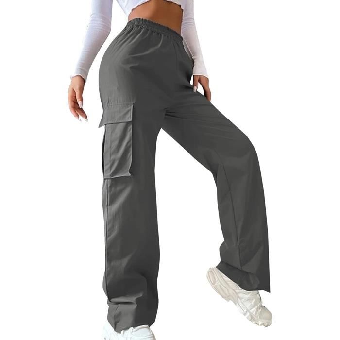 Pattes Pantalon Cargo Femme Marron Pantalons Jogging Taille Haute