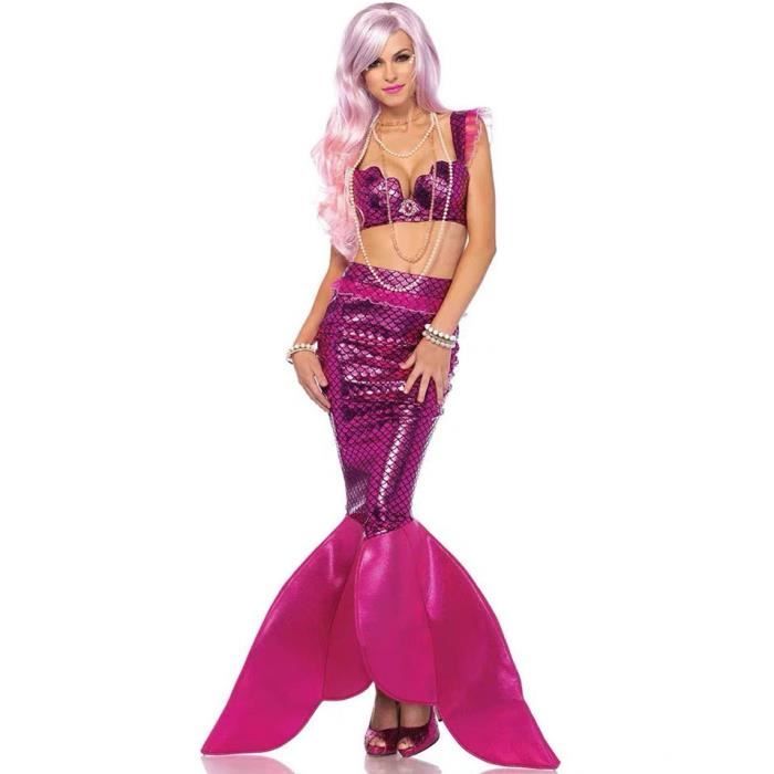 Costume Sirène Femme Jupe Pailletée Maxi - Pour Déguisement, Cosplay, Halloween, Carnaval, Scène