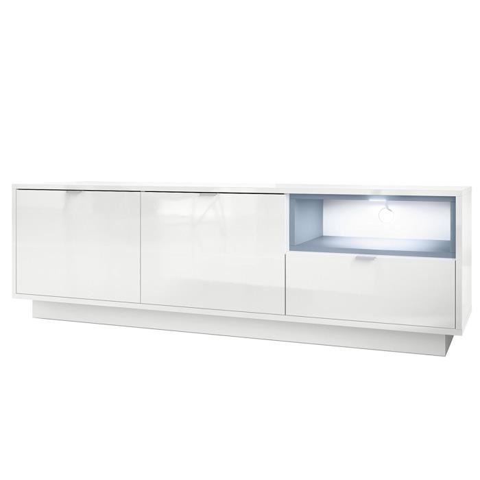 meuble tv - mpc - 153 cm laqué blanc - portes et tiroir - danim