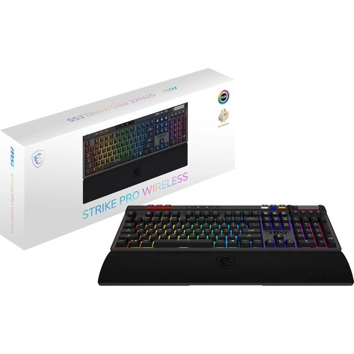 Clavier gamer sans fil Switches Kailh Pro Silent MSI STRIKE PRO Wireless Format standard RGB