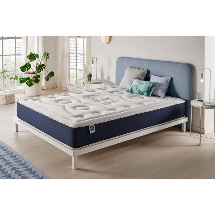 Matelas SENSOGEL 140 x 190 Cm | Mousse Mémoire de Forme | Système Blue-latex | Sommeil Réparateur | 7 Zones de Confort