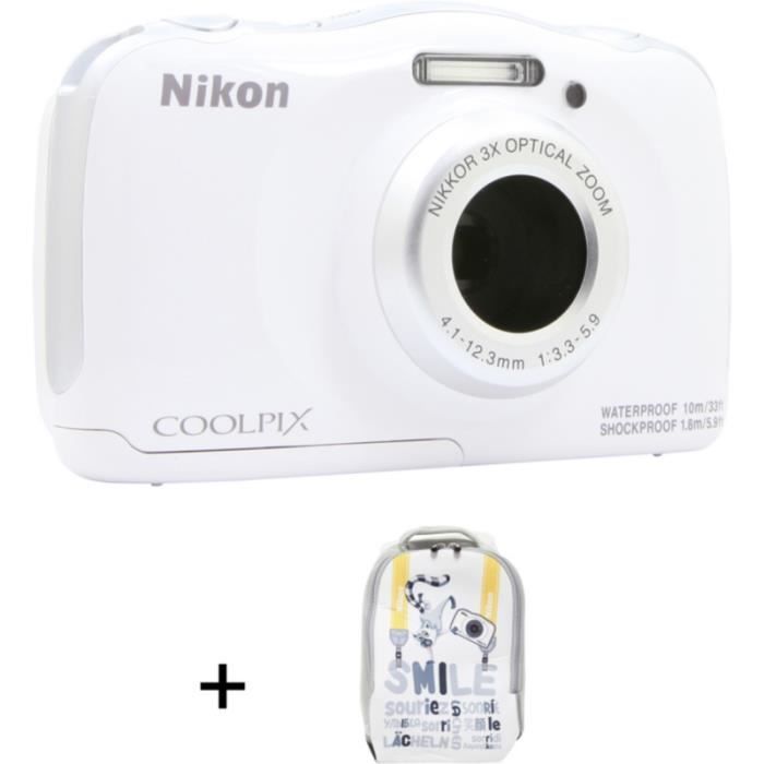 Appareil photo Compact Nikon Coolpix W100 Blanc + sac à dos • Appareil