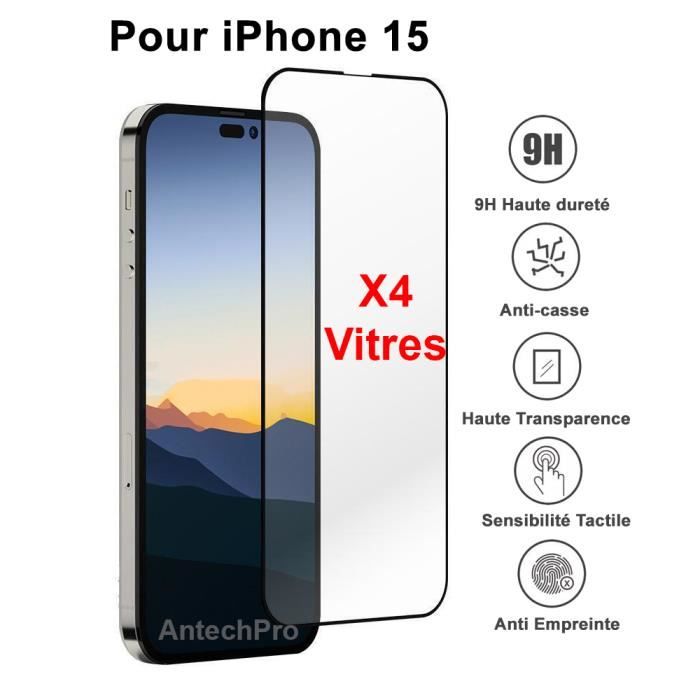 Vitre de protection intégrale - NOBRAND - iPhone 15 - 030 mm - 9H - Anti-rayure