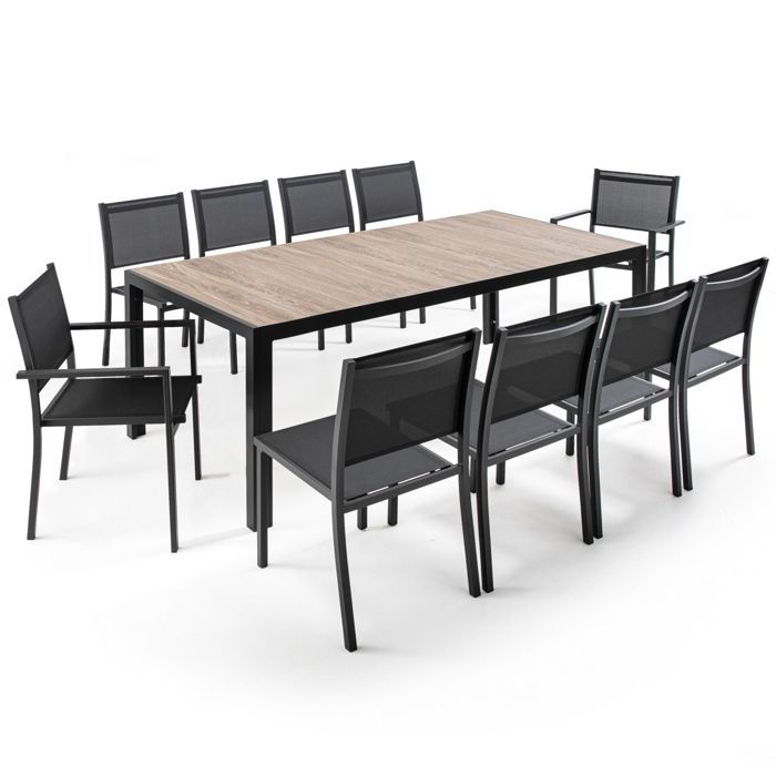 Table de jardin - 206 x 100 x 74,5 cm - Aluminium - Oviala - Gris